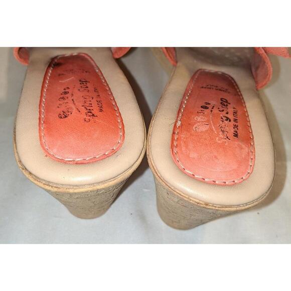 Spring Step Liberty Pink Perforated Leather Slingback Wedge Sandals Sz 40 / 9 US - Picture 7 of 8